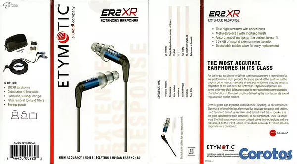 camaras y audio - Etymotic ER2XR Extended Response In Ear Earphone 7