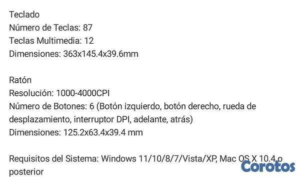 computadoras y laptops - Teclado y ratón membrana ROG de 2 piezas, cableado, iluminación de arcoíris 8