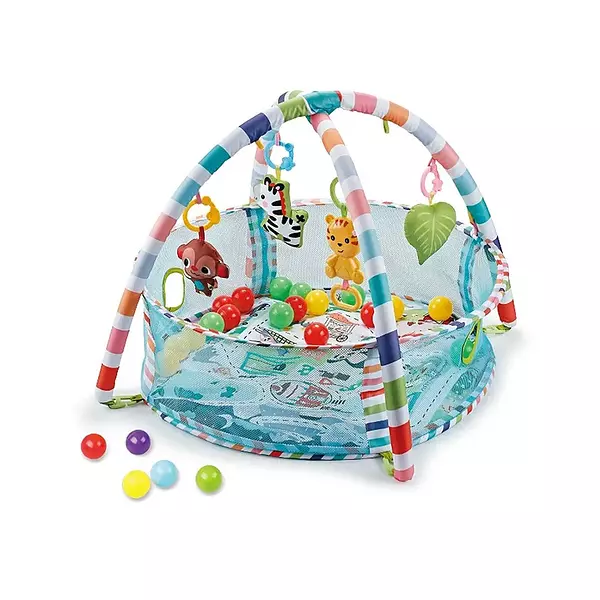 coches y sillas - Gimnasio de bebe 3 en 1 musical con 18 pelotas. Azul y rosado 4