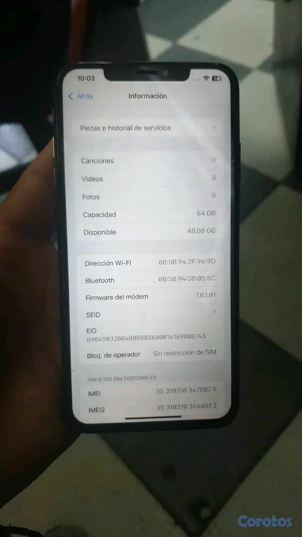 celulares y tabletas - Disponible iPhone  XS MAX 64GB  precio 9,500  peso  2