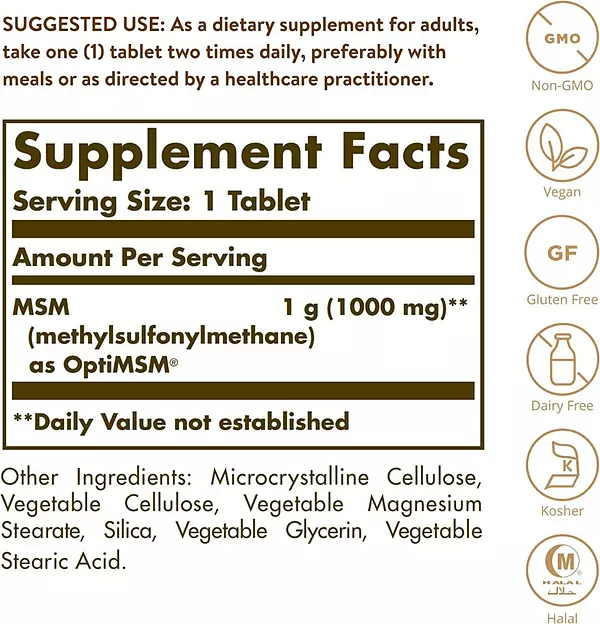 Salud y Equipamiento Médico - Solgar Msm 1000mg 120 Tabletas 2