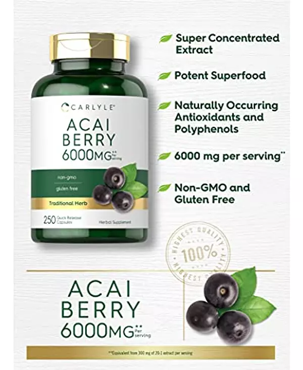 Salud y Equipamiento Médico - Extracto De Bayas De Acai 6000 Mg 250cap Carlyle 3