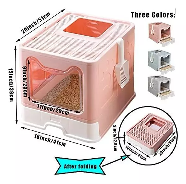 Salud y Equipamiento Médico - Caja De Arena Plegable Grande Para Gatos Con Cajon 5