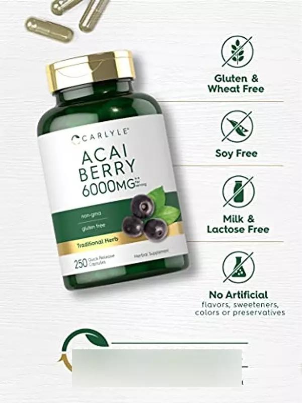 Salud y Equipamiento Médico - Extracto De Bayas De Acai 6000 Mg 250cap Carlyle 4