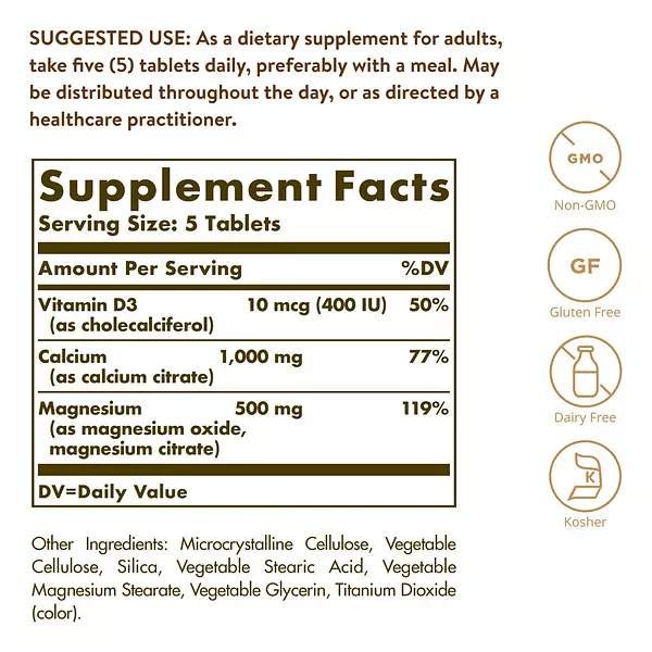 Salud y Equipamiento Médico - Solgar Calcium Magnesium With Vitamin D3, 300 Tablets - Prom 2