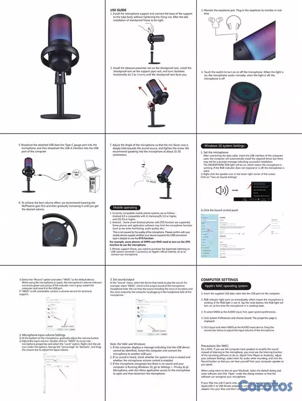 camaras y audio - micrófono con base y RGB 7