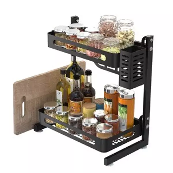 cocina - Especiero de 2 niveles de acero inoxidable en color negro 1