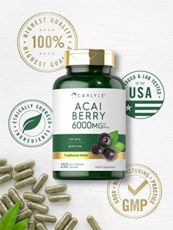 Salud y Equipamiento Médico - Extracto De Bayas De Acai 6000 Mg 250cap Carlyle 5