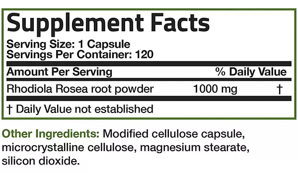 Salud y Equipamiento Médico - Rhodiola Rosea 1000 Mg Hierba Adaptogenica 120 Cap 3