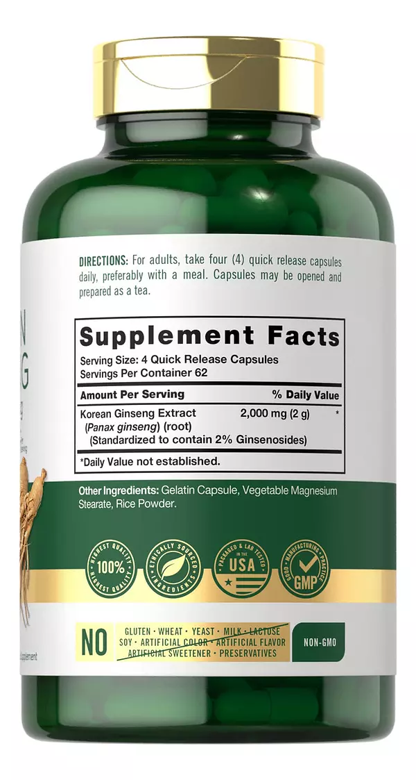 Salud y Equipamiento Médico - Capsulas De Extracto De Ginseng Coreano 2000 Mg Carlyle 3