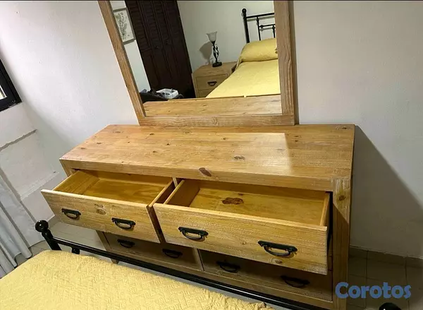 muebles y colchones - Juego de muebles para habitación: gavetero, espejo y 2 mesitas de noche
 3