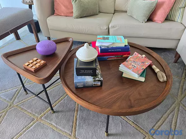muebles y colchones - JUEGO DE MESAS MADERA DE ILUMEL, USADA COMO NUEVA 1