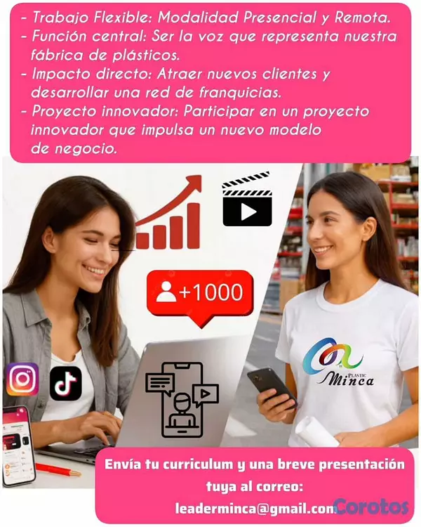 empleos disponibles - PROMOTORA EN REDES SOCIALES Cruce de Guerra SD Est 2
