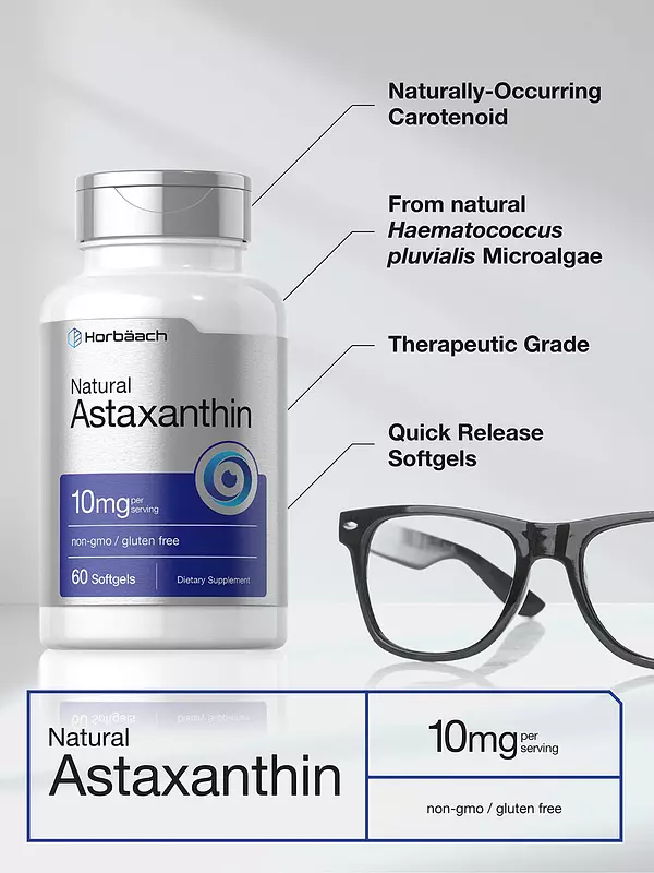 Salud y Equipamiento Médico - Astaxantina Natural 10mg 60 Capsulas Blandas Horbaach 3