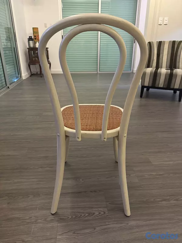 muebles y colchones - SILLA DE COMEDOR EN MADERA BLANCA Y RATAN (6 UNIDA 3