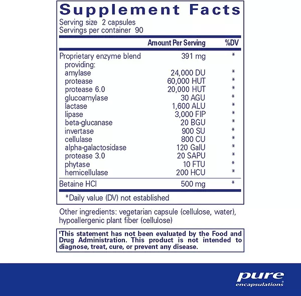 Salud y Equipamiento Médico - Enzimas Digestivas 180 cap Pure 2