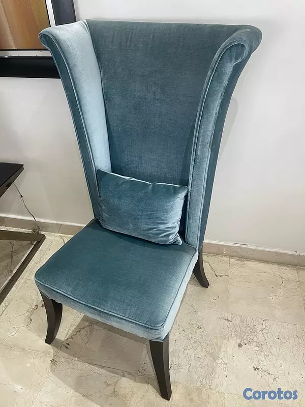 muebles y colchones - Butacas azules con espaldar alto 3