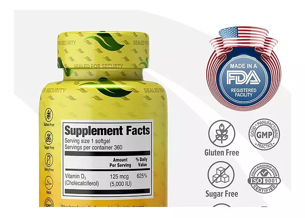 Salud y Equipamiento Médico - Vitamina D3 125mcg 360 capsulas Orza - Unidad 2