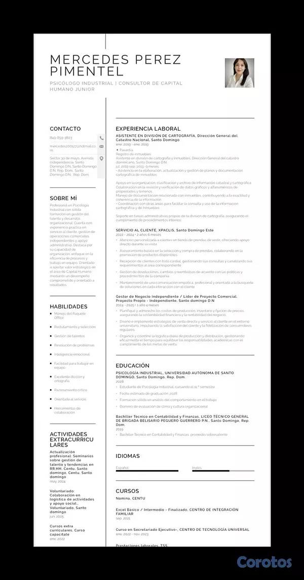 candidatos - Contratación Inmediata 
 Psicóloga Industrial - Asistente Jr.  
 3