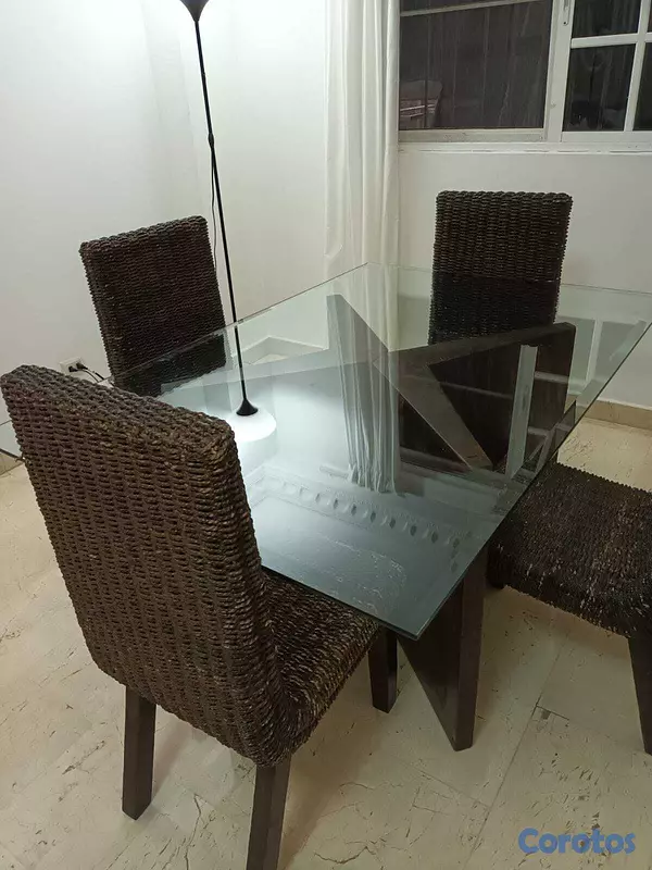 muebles y colchones - Juego de comedor en mimbre – 4 sillas 4