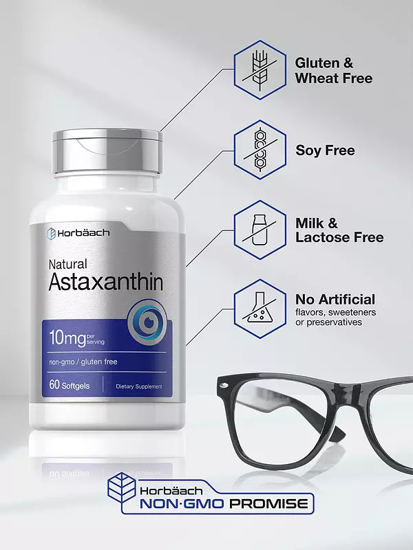 Salud y Equipamiento Médico - Astaxantina Natural 10mg 60 Capsulas Blandas Horbaach 4