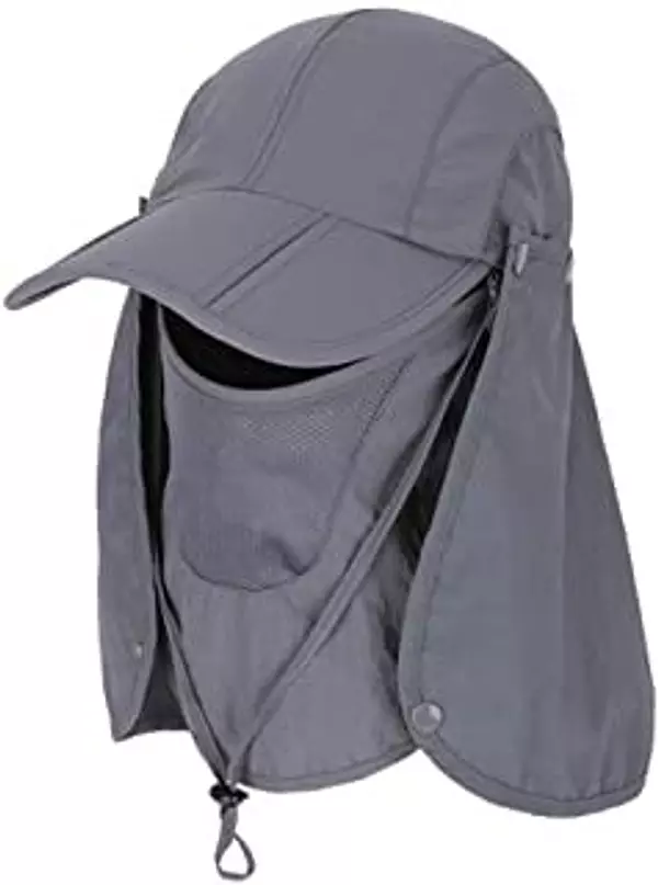 ropa para hombre - Gorra de Protección Solar Anti-UV con Máscara Extraíble Sombrero Tapa Cuello  3