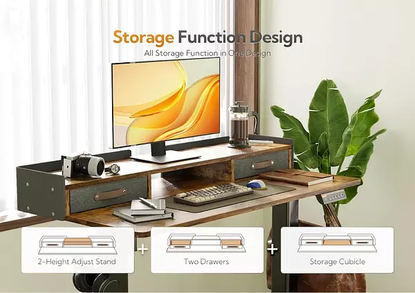 muebles y colchones - Claiks Escritorio De Pie Electrico Con Cajones 48 Pulgada 2