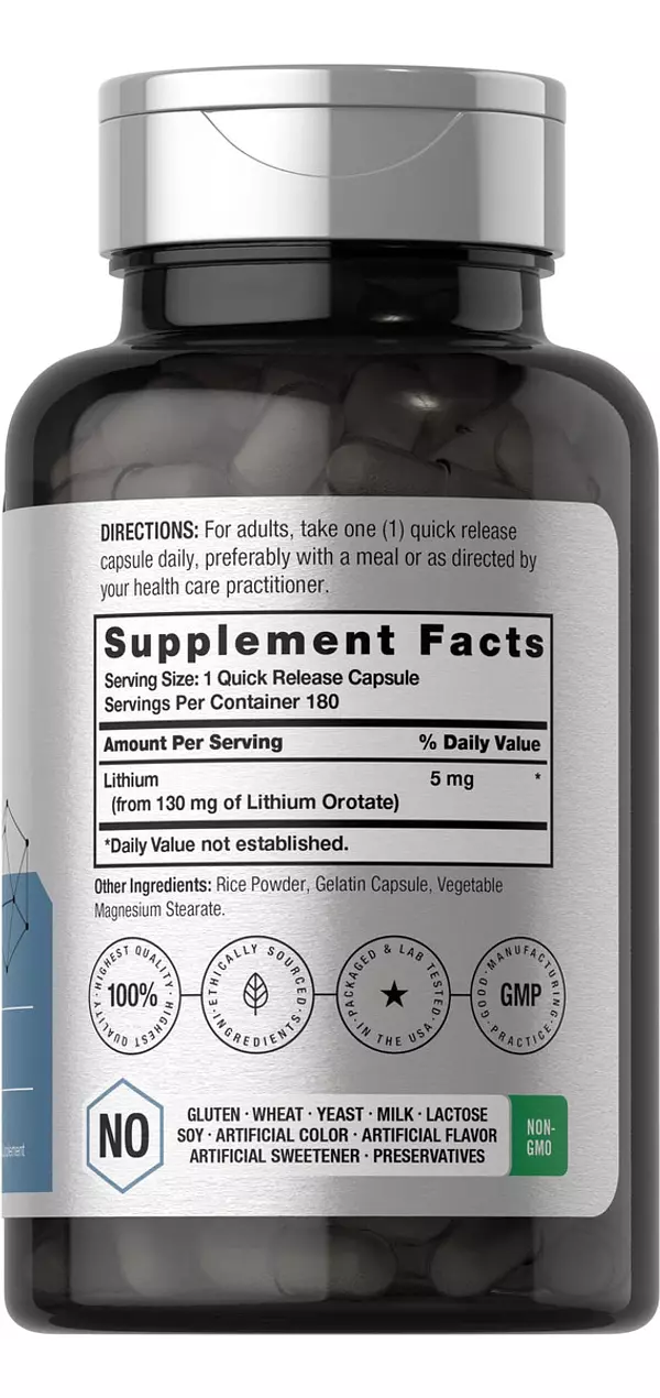 Salud y Equipamiento Médico - Orotato De Litio 130mg 180 Cap Horbaach 2