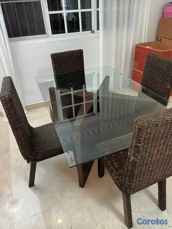 muebles y colchones - Juego de comedor en mimbre – 4 sillas 2
