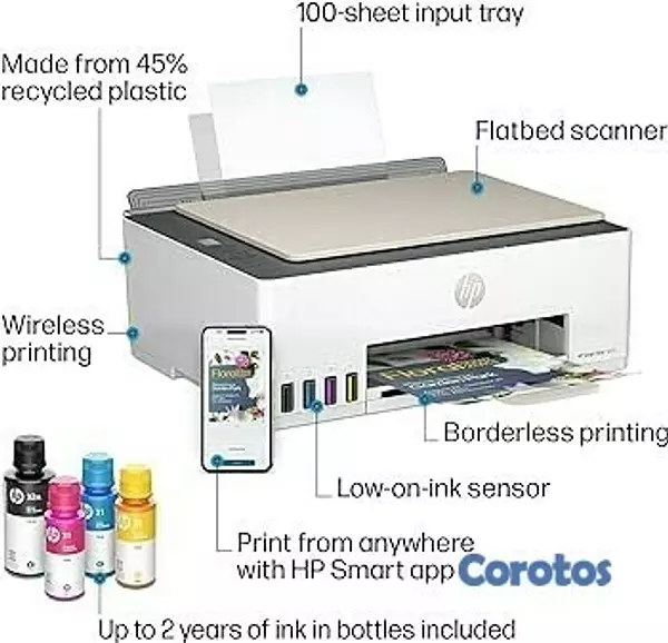 impresoras y scanners - HP SMART TANK 520 -WI-FI - SISTEMA DE TINTA CONTINUA DE FABRICA,COPIA,SCANNER,PR