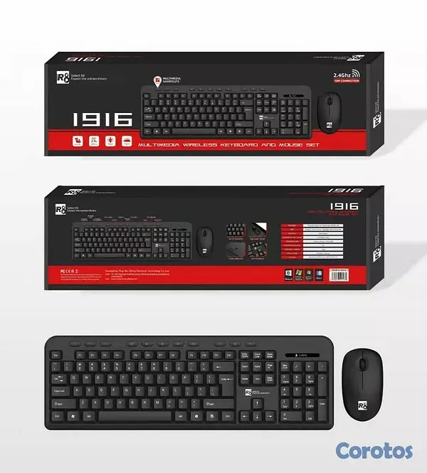 accesorios para electronica - TECLADO Y MOUSE INALAMBRICO R8 1916 JACL-KMS19 2