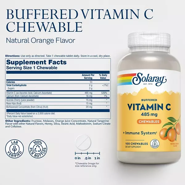 Salud y Equipamiento Médico - 100 Tabs De Vitamina C Solaray 2