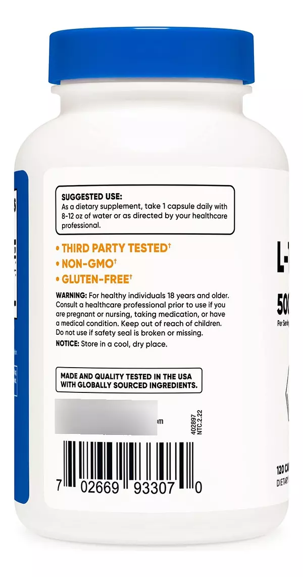 Salud y Equipamiento Médico - L-triptofano 500 Mg 120 Cap Nutricost 5