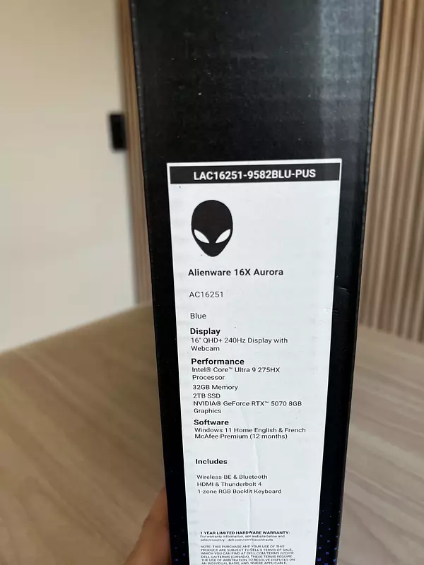 computadoras y laptops - ALIENWARE 16X AURORA 16” 240HZ ULTRA 9 275HX  32GB RAM  2TB SSD RTX 5070 8GB 2