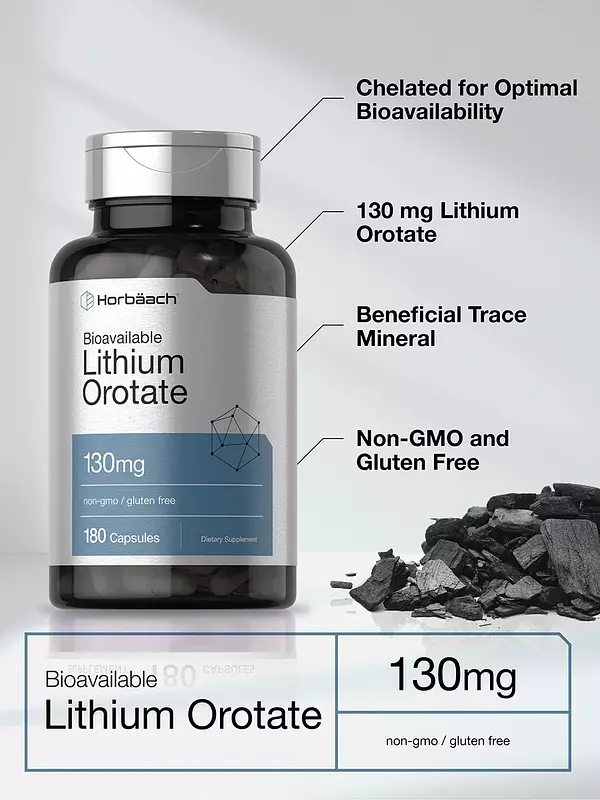 Salud y Equipamiento Médico - Orotato De Litio 130mg 180 Cap Horbaach 3