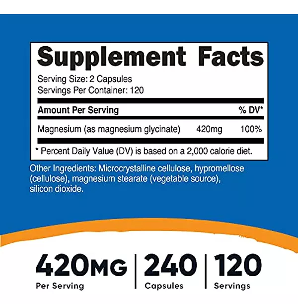 Salud y Equipamiento Médico - Glicinato De Magnesio 420 Mg-nutricost 2