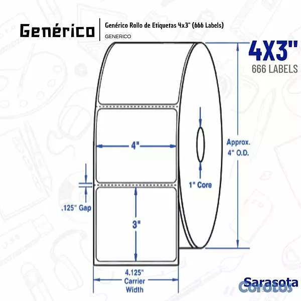 accesorios para electronica - Genérico Rollo de Etiquetas 4x3" (666 Labels) 2