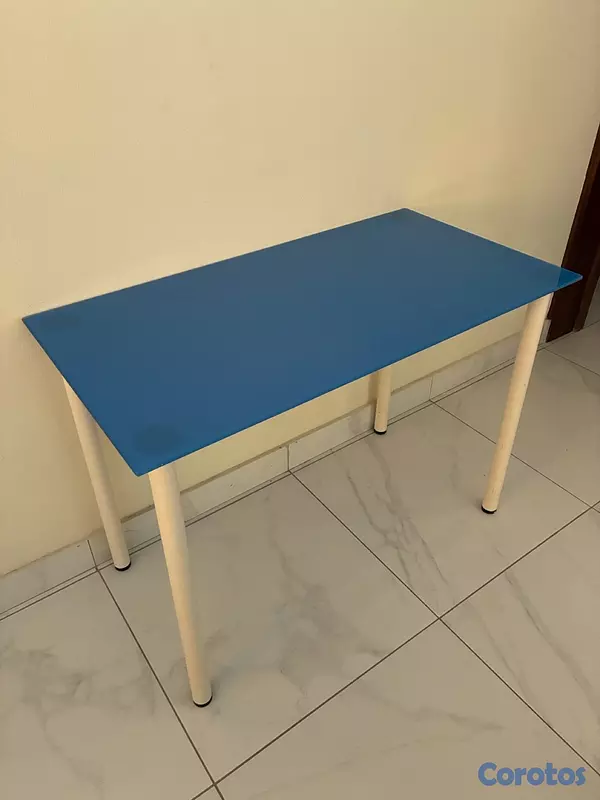 muebles y colchones - Escritorio IKEA azul y blanco 2