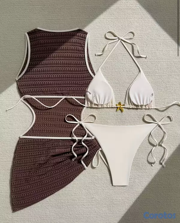 ropa para mujer - Conjunto de bikini de tres piezas para mujer, esti 2