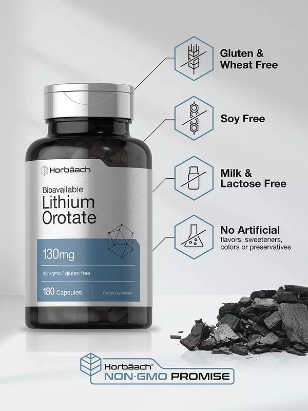 Salud y Equipamiento Médico - Orotato De Litio 130mg 180 Cap Horbaach 4