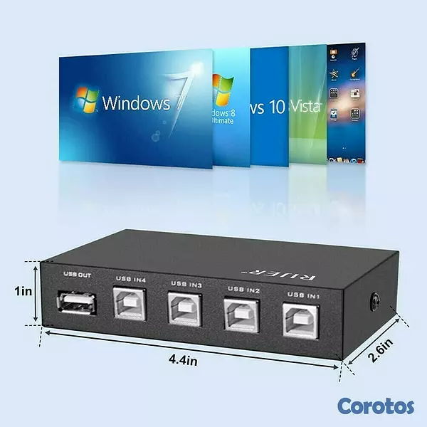 accesorios para electronica - Interruptor selector 4 puertos USB 2.0 - Switch USB 5