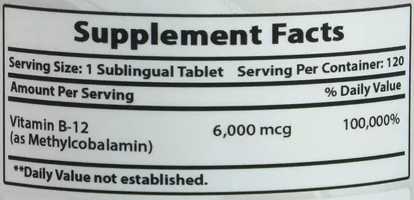 Salud y Equipamiento Médico - Vitamina B12 6000 mcg Best Natural 2