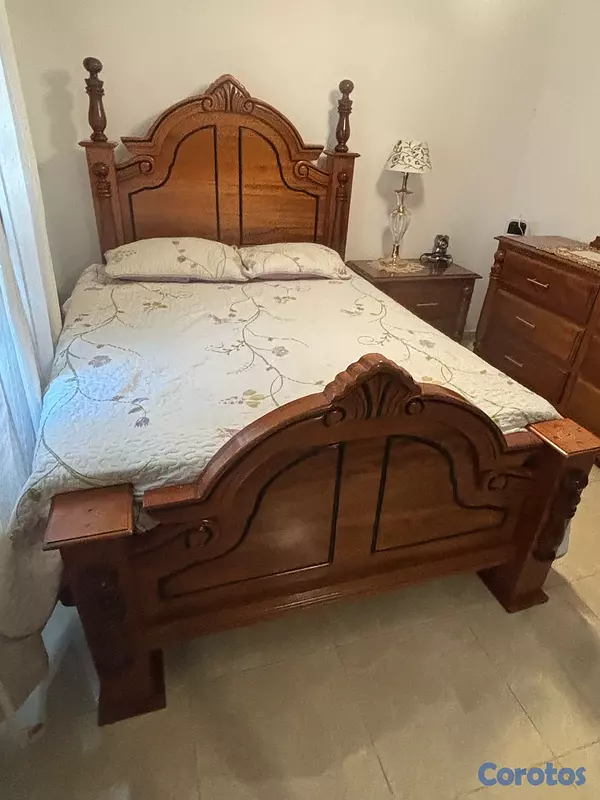 muebles y colchones - juego de cama full roble dos mesas gabetero. y cama   no colchones  5