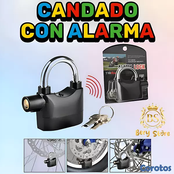 herramientas, jardines y exterior - 🎀 CANDADO CON ALARMA ANTIRROBO | CANDADO CON ALARMA PARA MOTO | CANDADO ALARMA  5