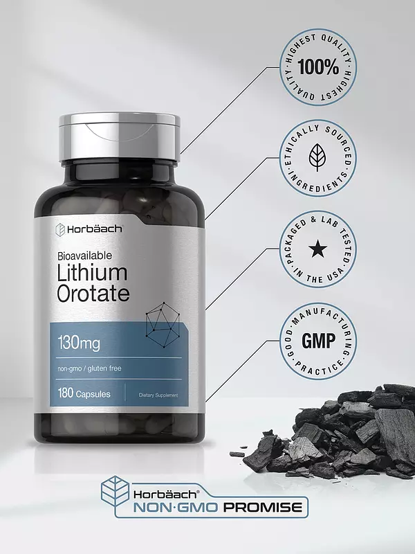 Salud y Equipamiento Médico - Orotato De Litio 130mg 180 Cap Horbaach 5