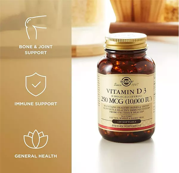 Salud y Equipamiento Médico - Vitamina D3 (colecalciferol) 10,000 Iu Solgar -120 Cápsulas 3