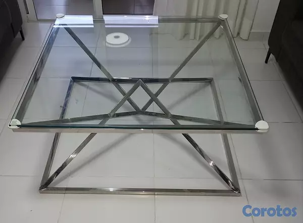 decoración y accesorios - Vendo mesa de centro y repisa plateadas 3