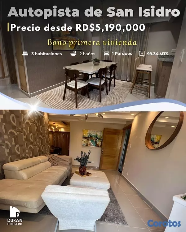 apartamentos - venta de apartamento con 99.34mts bono primera vivienda autopista de san isidro  7