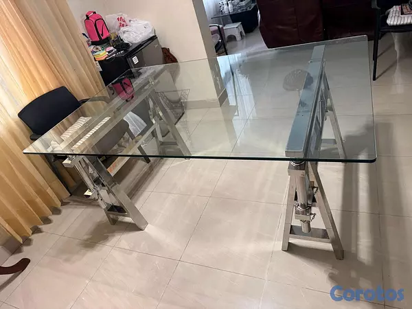 muebles y colchones - Mesa para comedor 6 sillas, altura graduable acero inoxidable  2