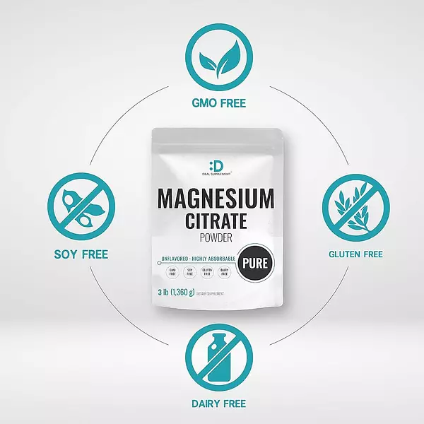 Salud y Equipamiento Médico - Citrato De Magnesio En Polvo 500 Mg, 3 Libras Sin Sabor 3